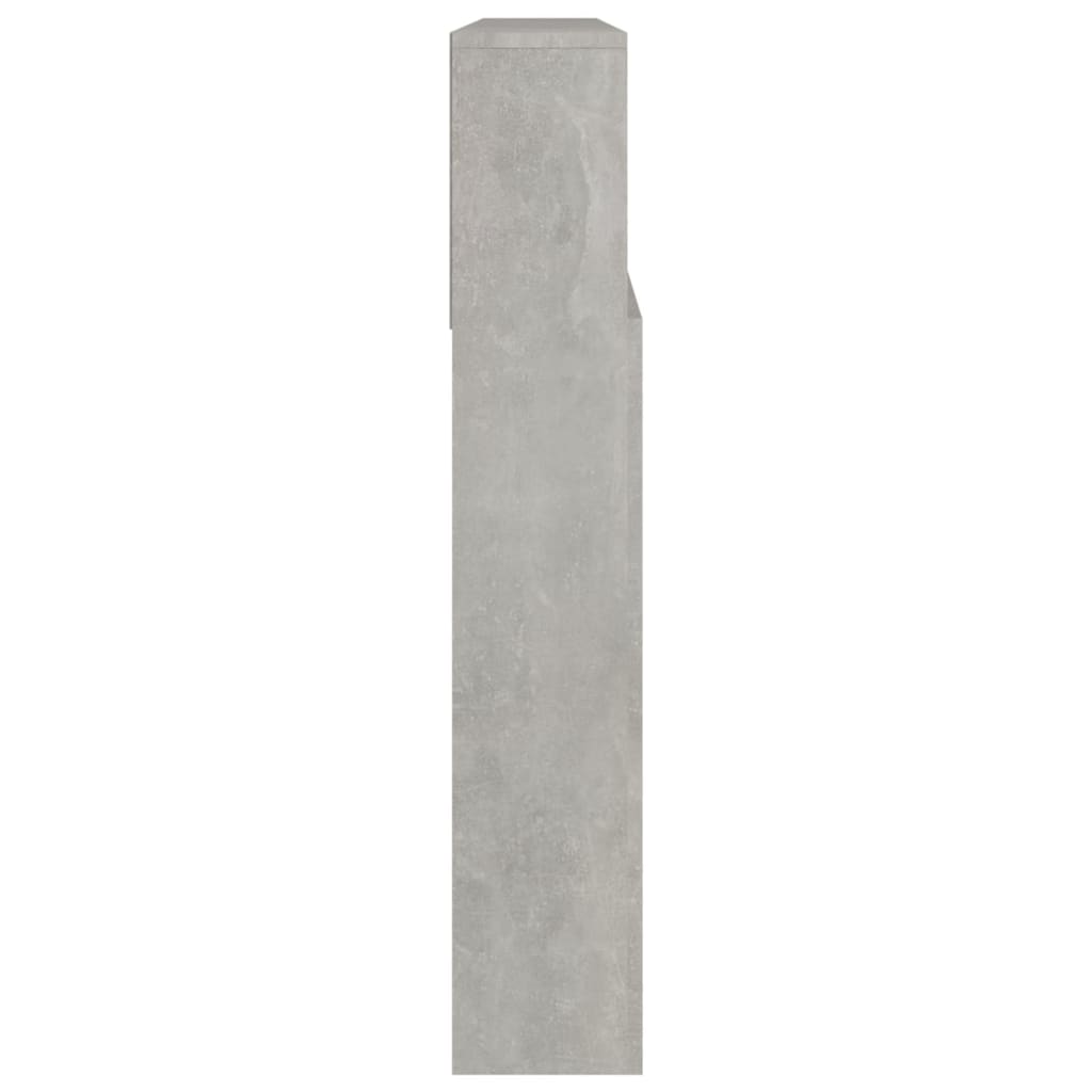 vidaXL Wezgłowie łóżka z półkami, szarość betonu, 220x19x103,5 cm