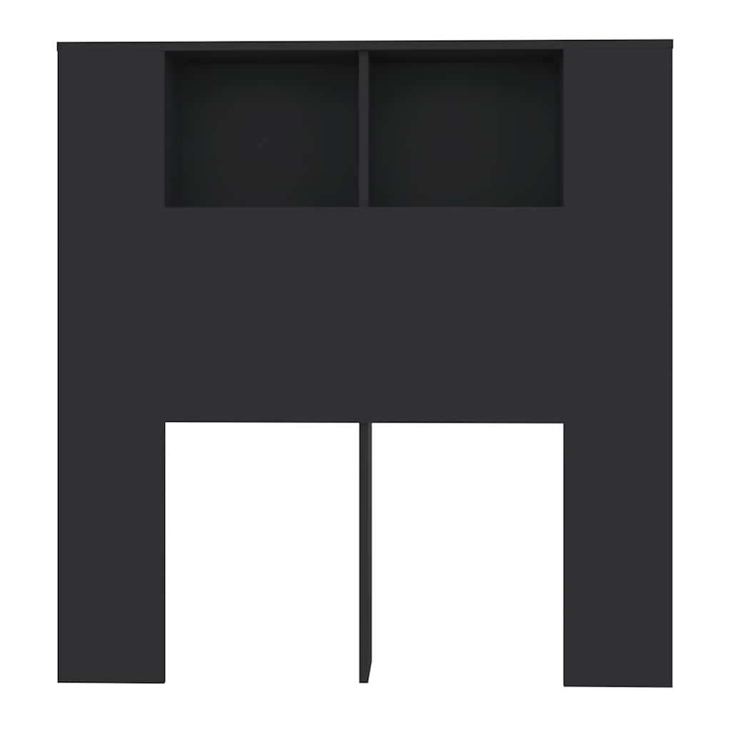 vidaXL Wezgłowie łóżka z półkami, czarne, 100x18,5x102,5 cm