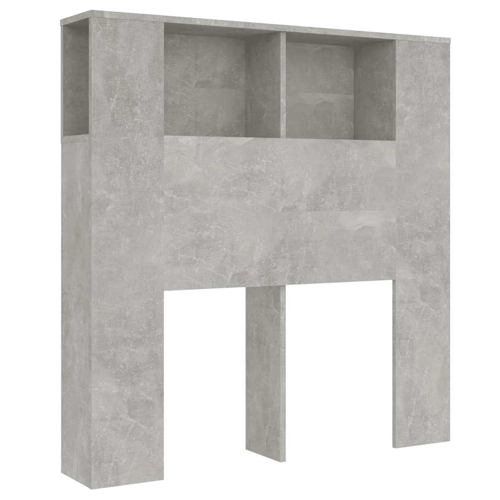 vidaXL Wezgłowie łóżka z półkami, szarość betonu, 100x18,5x102,5 cm