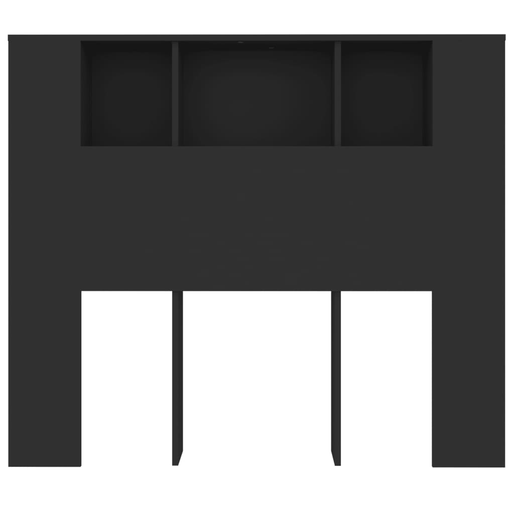 vidaXL Wezgłowie łóżka z półkami, czarne, 120x18,5x102,5 cm