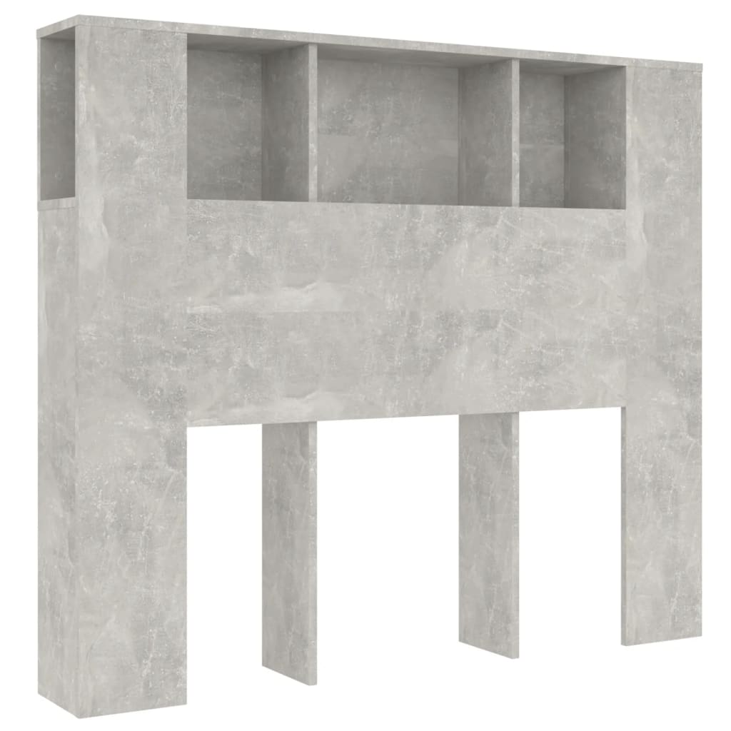 vidaXL Wezgłowie łóżka z półkami, szarość betonu, 120x18,5x102,5 cm