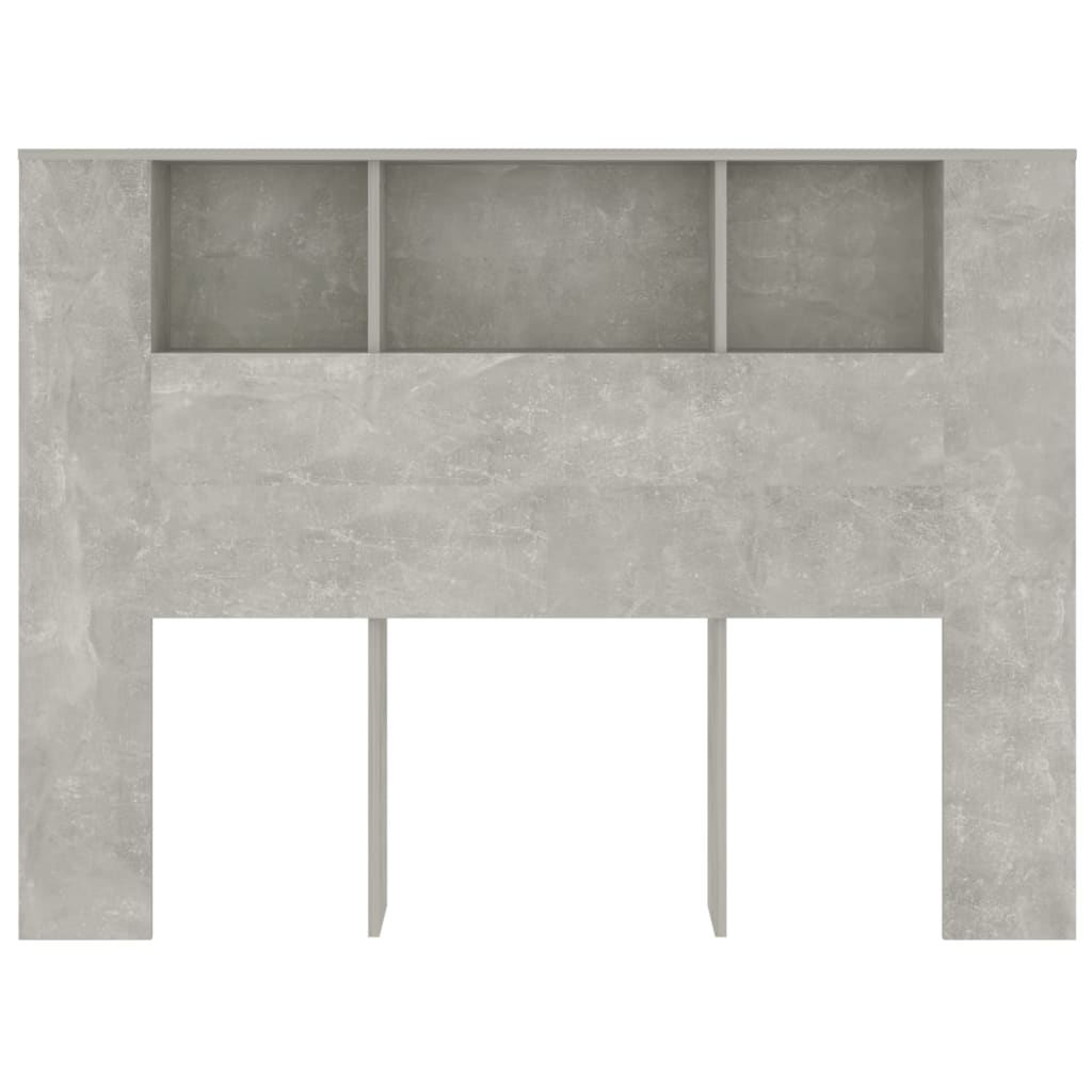vidaXL Wezgłowie łóżka z półkami, szarość betonu, 140x18,5x104,5 cm
