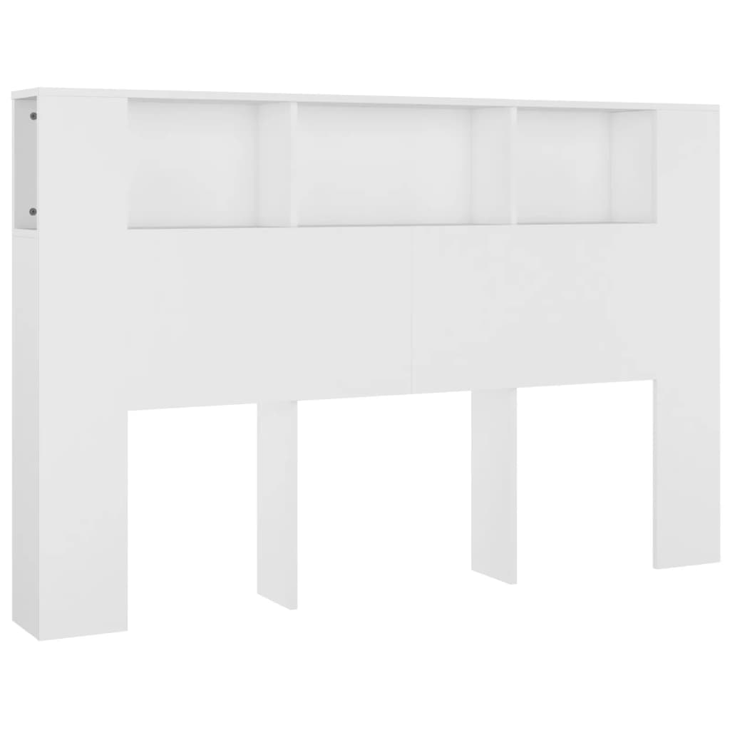 vidaXL Wezgłowie łóżka z półkami, białe, 160x18,5x104,5 cm