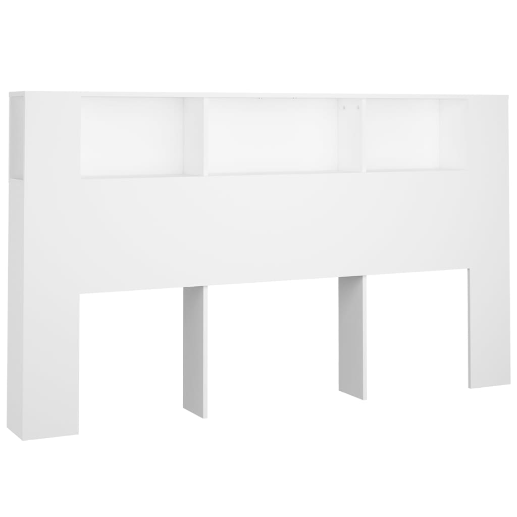 vidaXL Wezgłowie łóżka z półkami, białe, 180x18,5x104,5 cm