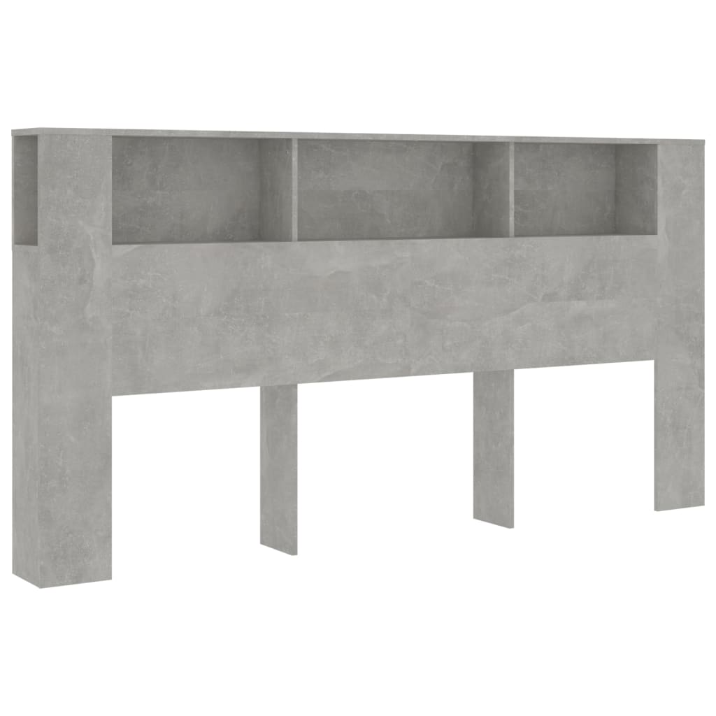 vidaXL Wezgłowie łóżka z półkami, szarość betonu, 200x18,5x104,5 cm
