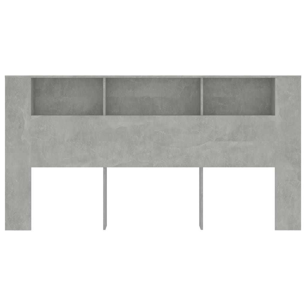 vidaXL Wezgłowie łóżka z półkami, szarość betonu, 200x18,5x104,5 cm