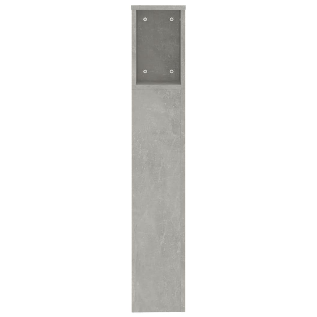 vidaXL Wezgłowie łóżka z półkami, szarość betonu, 200x18,5x104,5 cm