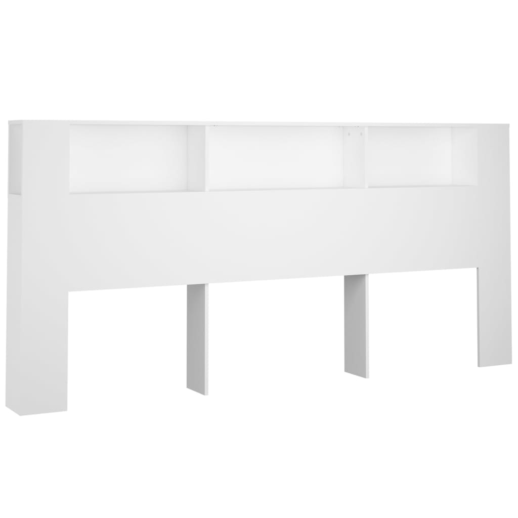 vidaXL Wezgłowie łóżka z półkami, białe, 220x18,5x104,5 cm