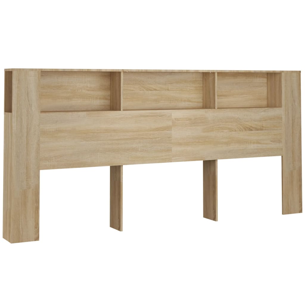 vidaXL Wezgłowie łóżka z półkami, dąb sonoma, 220x18,5x104,5 cm