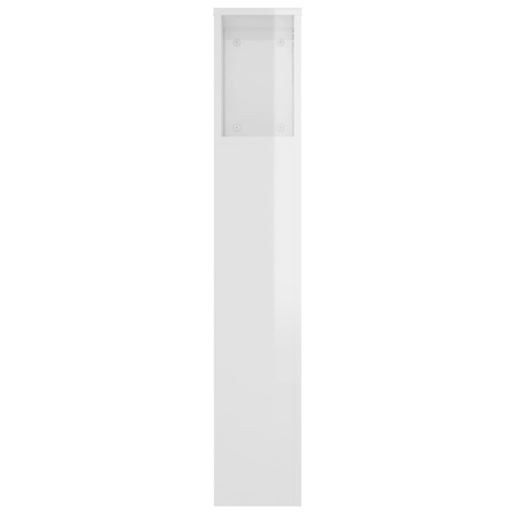 vidaXL Wezgłowie łóżka z półkami, biel z połyskiem, 220x18,5x104,5 cm