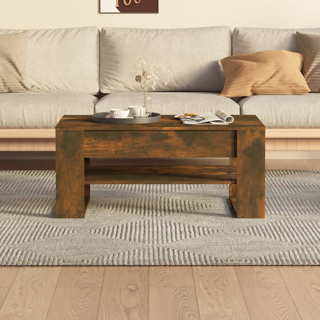 vidaXL Stolik kawowy, przydymiony dąb, 102x55x45 cm
