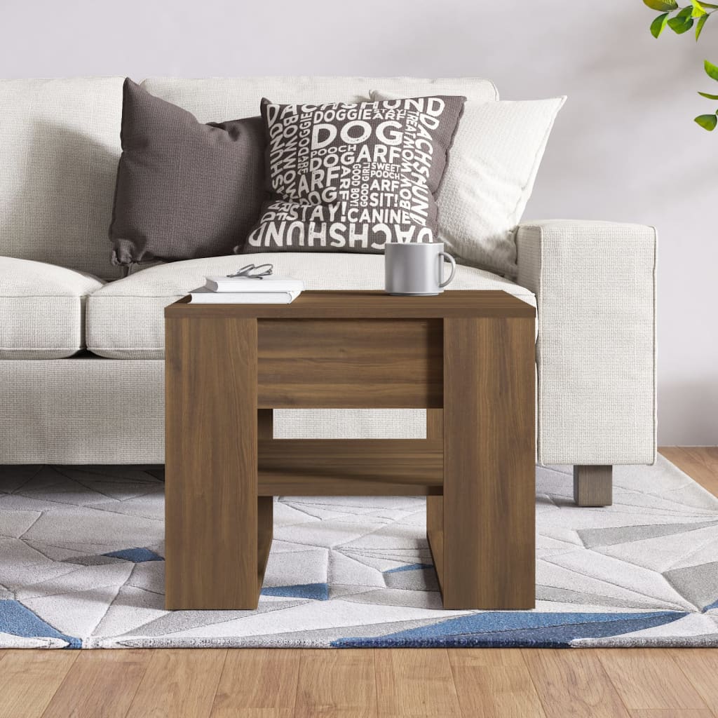 vidaXL Stolik kawowy, brązowy dąb, 55,5x55x45, materiał drewnopochodny