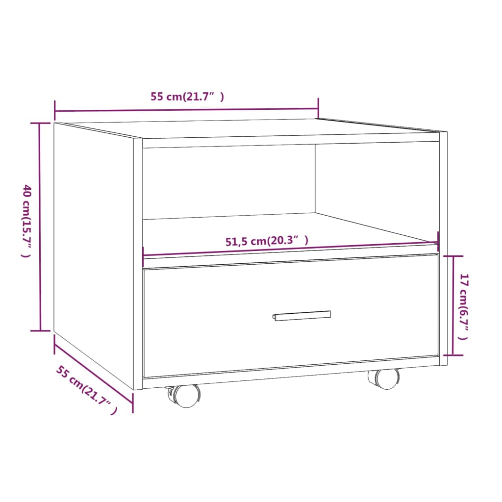 vidaXL Stolik kawowy, szary dąb sonoma, 55x55x40 cm