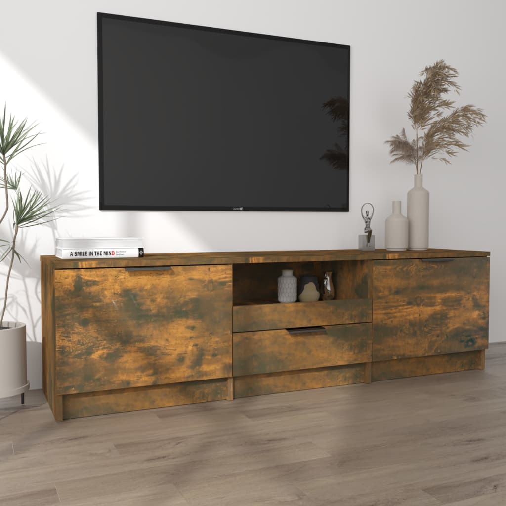 vidaXL Szafka pod telewizor, przydymiony dąb, 140x35x40 cm
