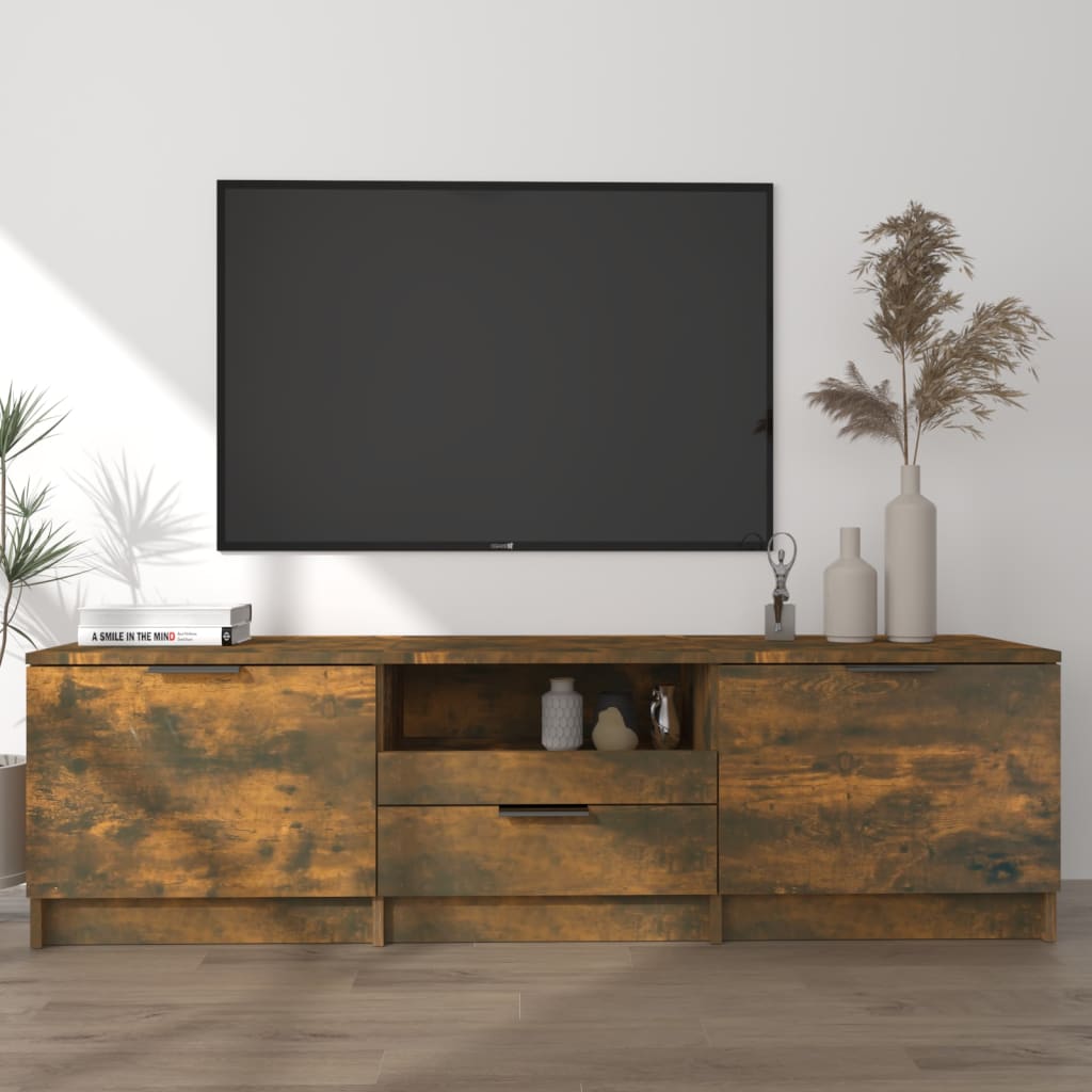 vidaXL Szafka pod telewizor, przydymiony dąb, 140x35x40 cm
