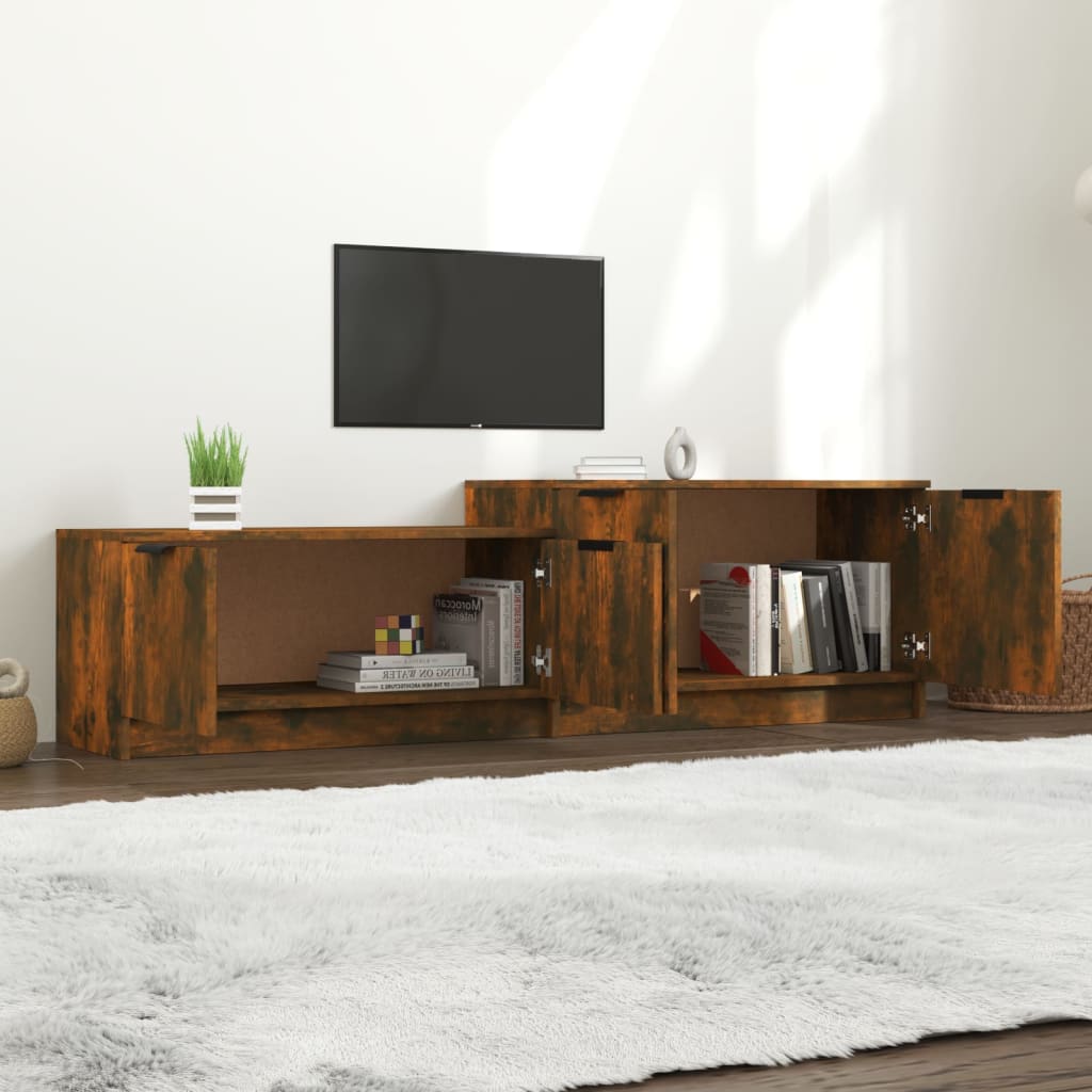 vidaXL Szafka pod telewizor, przydymiony dąb, 158,5x36x45 cm