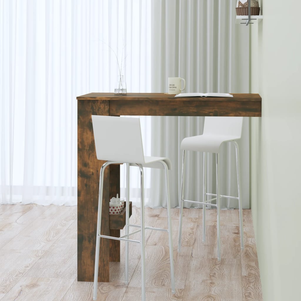 vidaXL Stolik barowy, przydymiony dąb, 102x45x103,5 cm