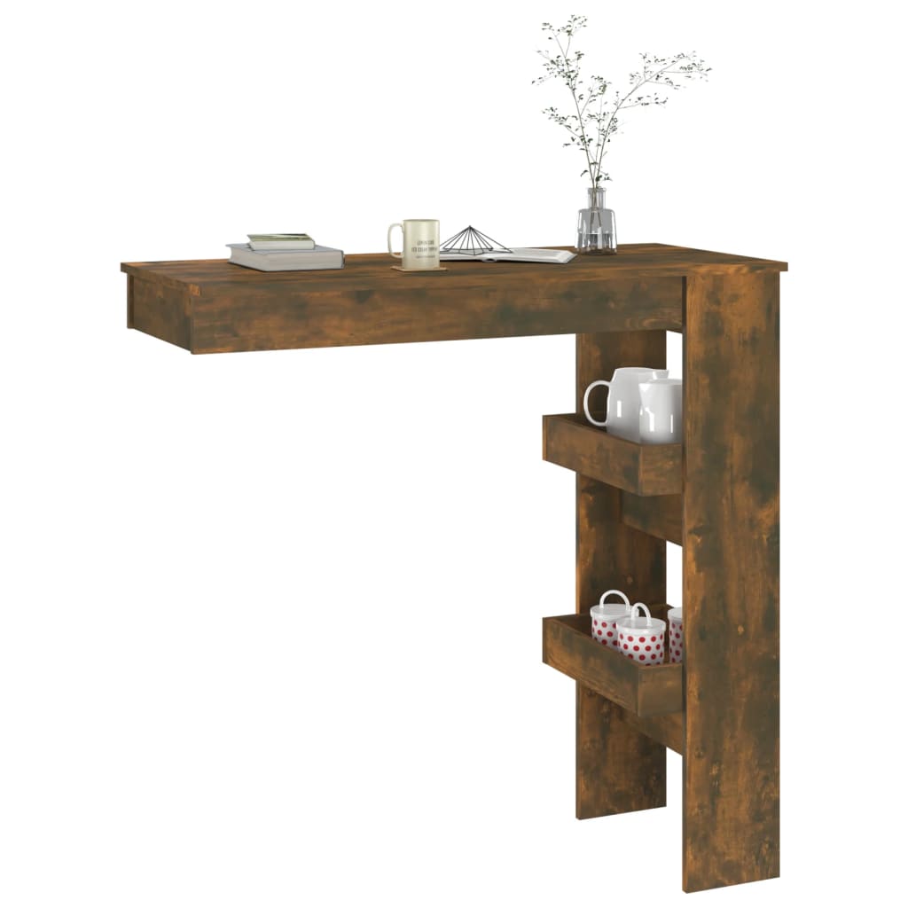 vidaXL Stolik barowy, przydymiony dąb, 102x45x103,5 cm