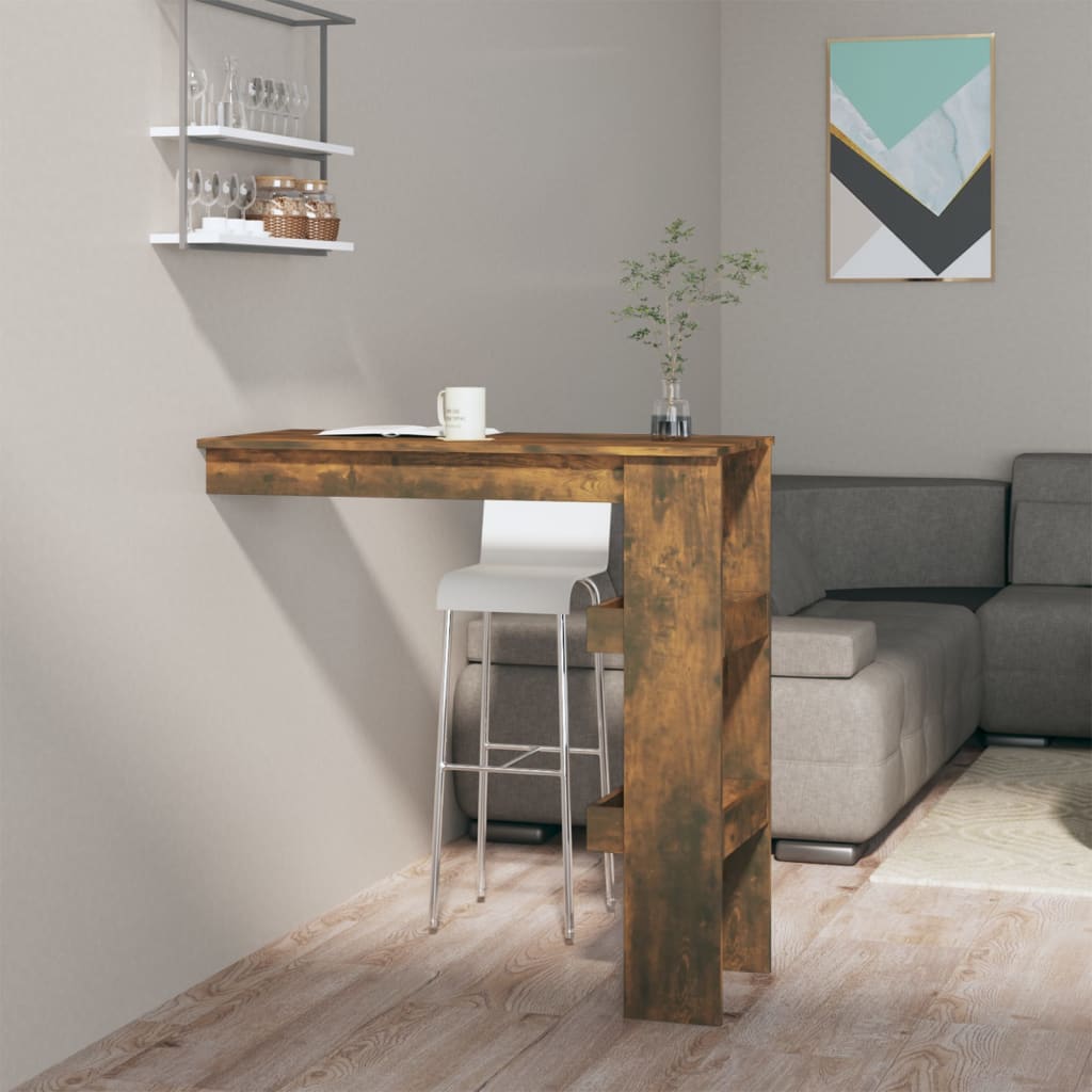 vidaXL Stolik barowy, przydymiony dąb, 102x45x103,5 cm