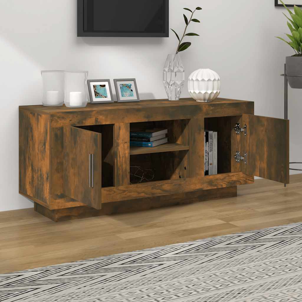 vidaXL Szafka pod telewizor, przydymiony dąb, 102x35x45 cm