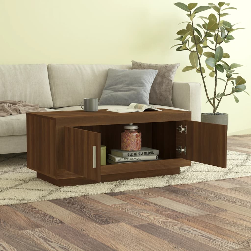 vidaXL Stolik kawowy, brązowy dąb 102x50x45 cm materiał drewnopochodny