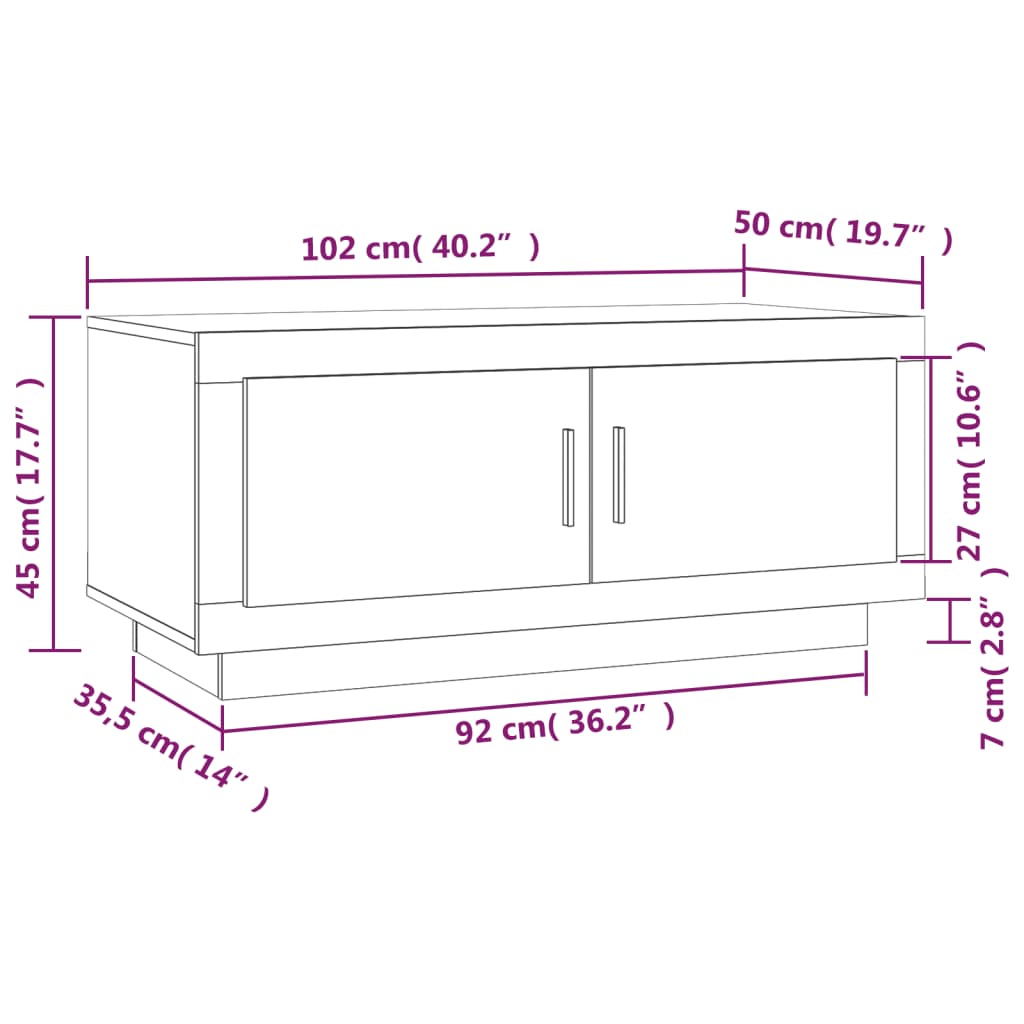 vidaXL Stolik kawowy, brązowy dąb 102x50x45 cm materiał drewnopochodny