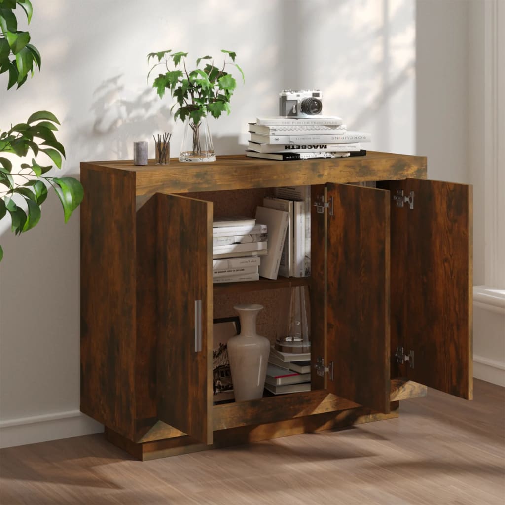 vidaXL Szafka, przydymiony dąb, 92x35x75 cm, materiał drewnopochodny