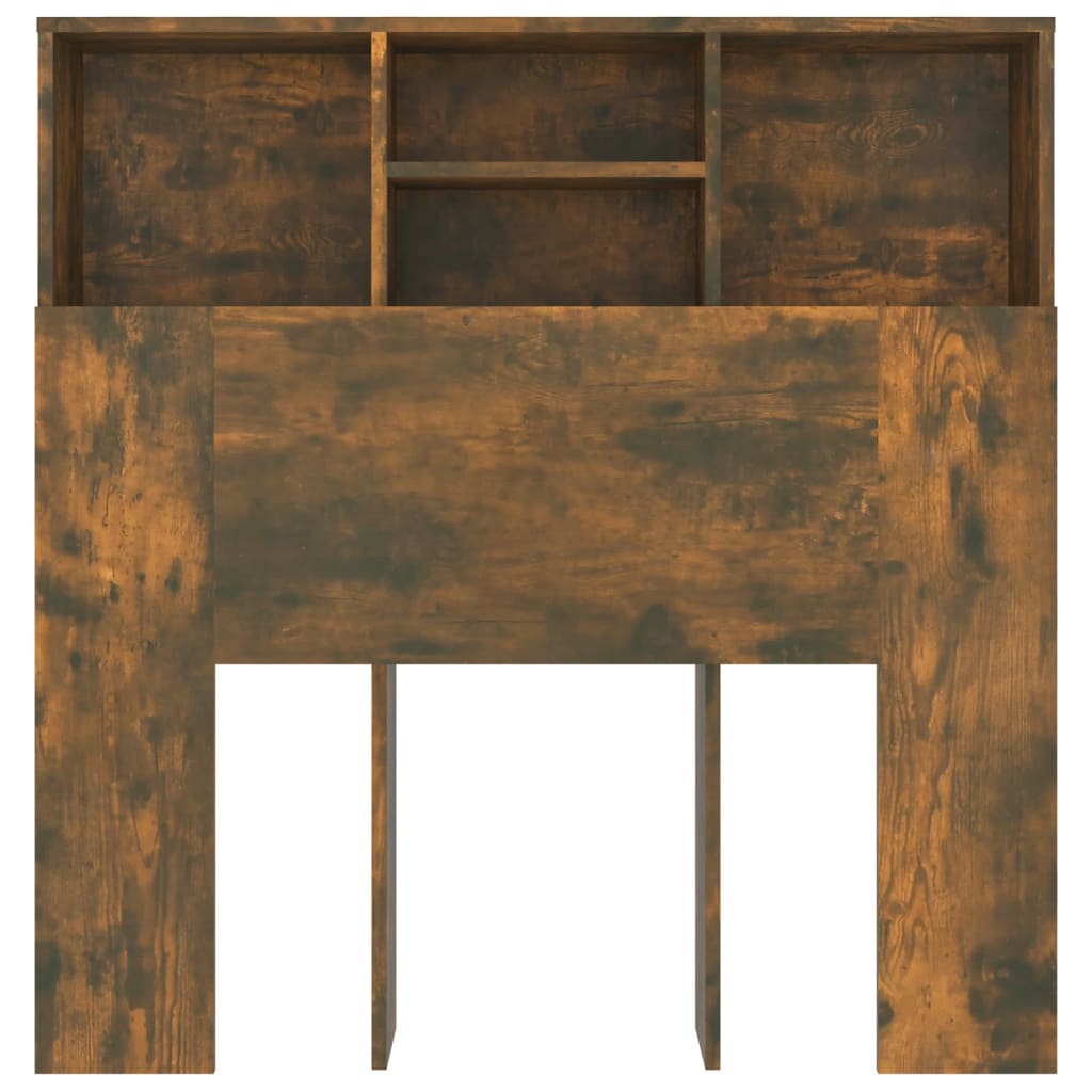 vidaXL Wezgłowie łóżka z półkami, przydymiony dąb, 100x19x103,5 cm