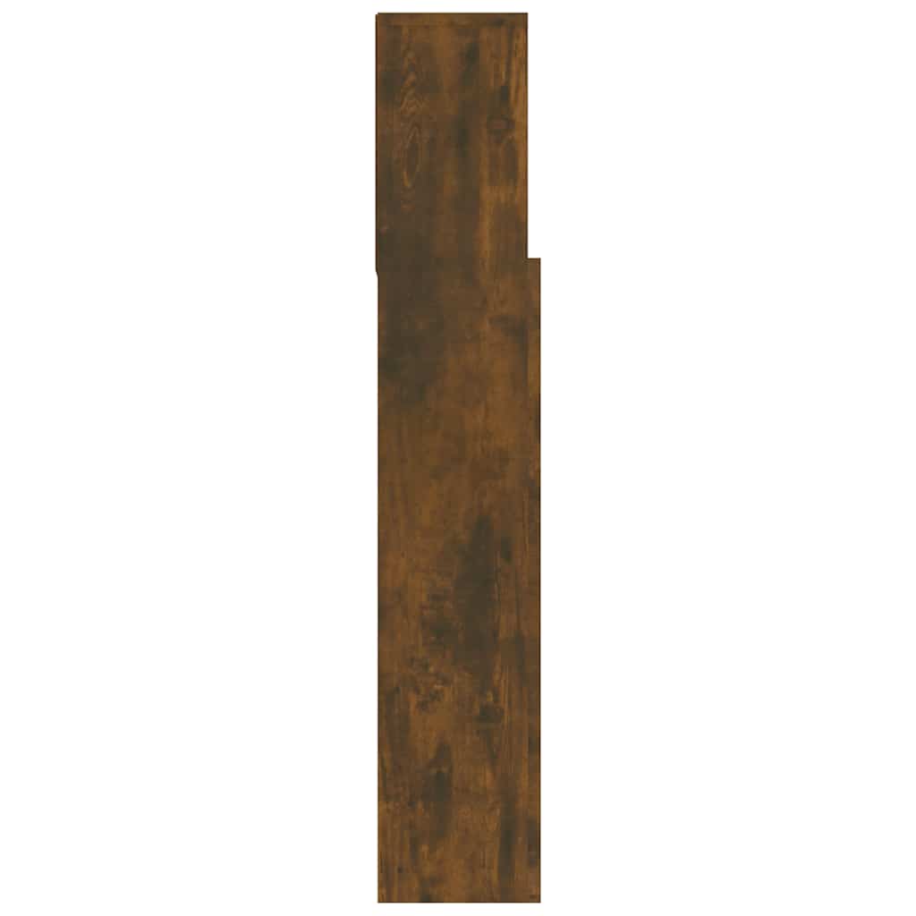 vidaXL Wezgłowie łóżka z półkami, przydymiony dąb, 120x19x103,5 cm