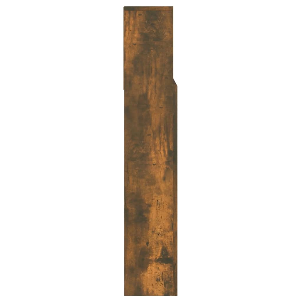 vidaXL Wezgłowie łóżka z półkami, przydymiony dąb, 140x19x103,5 cm