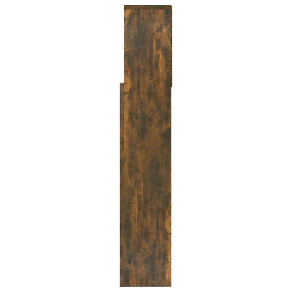 vidaXL Wezgłowie łóżka z półkami, przydymiony dąb, 160x19x103,5 cm