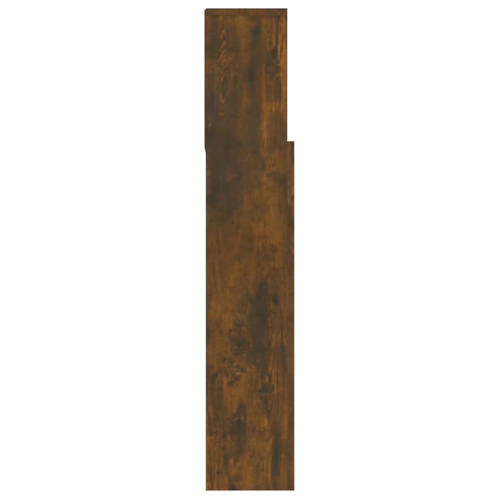 vidaXL Wezgłowie łóżka z półkami, przydymiony dąb, 180x19x103,5 cm
