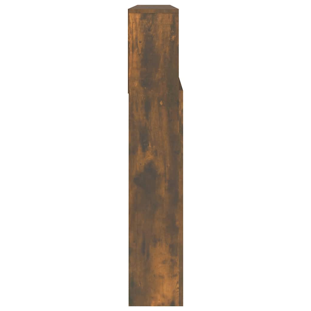 vidaXL Wezgłowie łóżka z półkami, przydymiony dąb, 220x19x103,5 cm