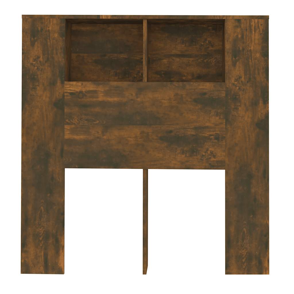 vidaXL Wezgłowie łóżka z półkami, przydymiony dąb, 100x18,5x102,5 cm