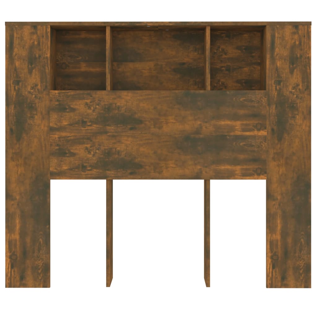 vidaXL Wezgłowie łóżka z półkami, opalany dąb, 120x18,5x102,5 cm