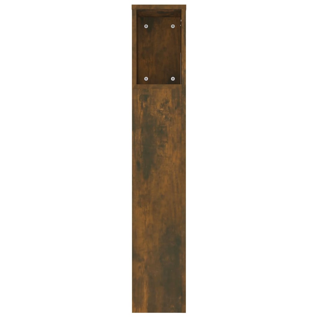 vidaXL Wezgłowie łóżka z półkami, przydymiony dąb, 220x18,5x104,5 cm