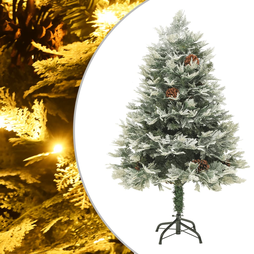 vidaXL Sztuczna choinka z lampkami i szyszkami, zielona 150 cm, PVC/PE