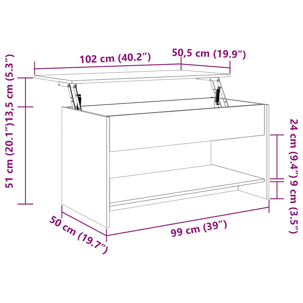 vidaXL Stolik kawowy, biały, 102x50x52,5 cm, materiał drewnopochodny