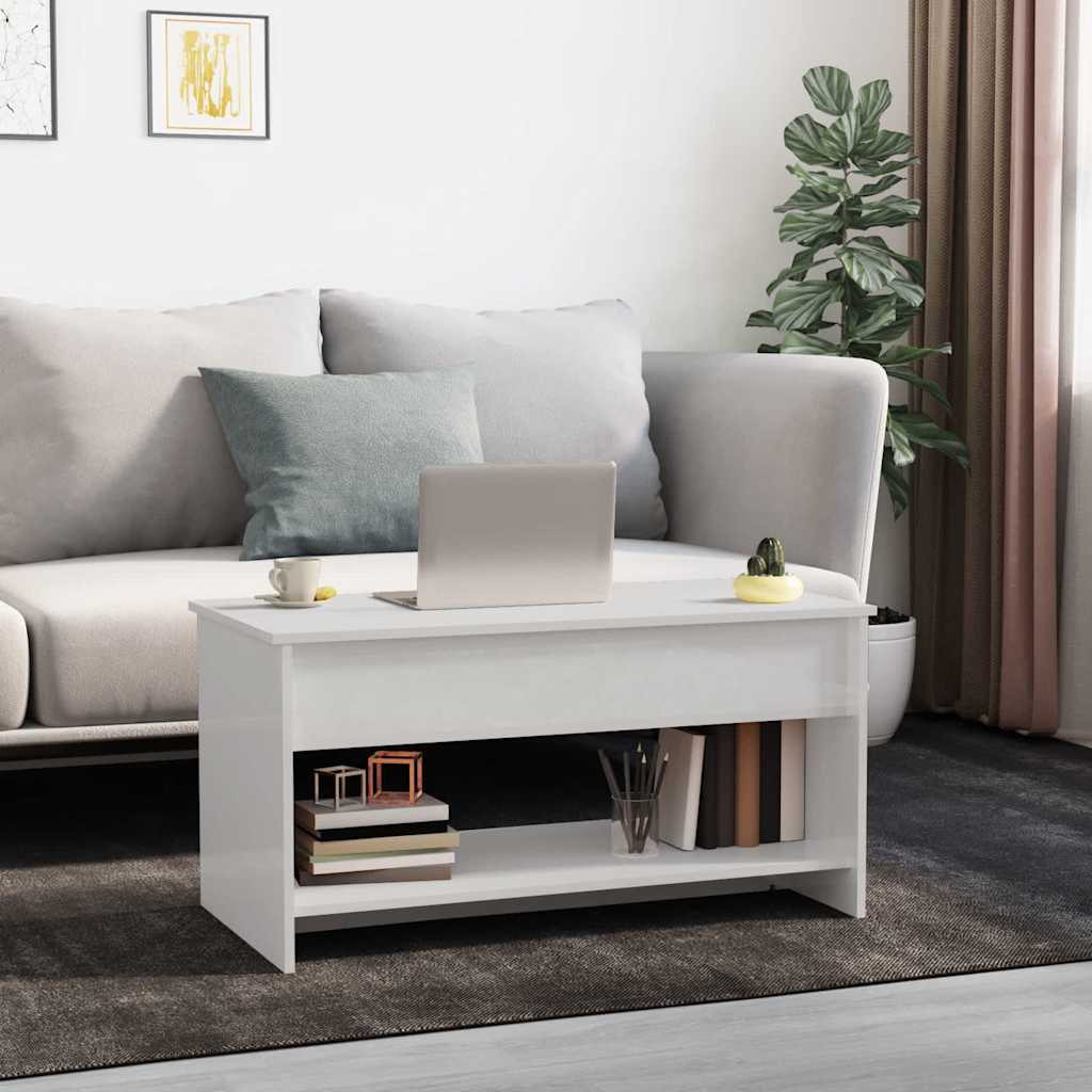 vidaXL Stolik kawowy, biały o wysokim połysku, 102x50x52,5 cm