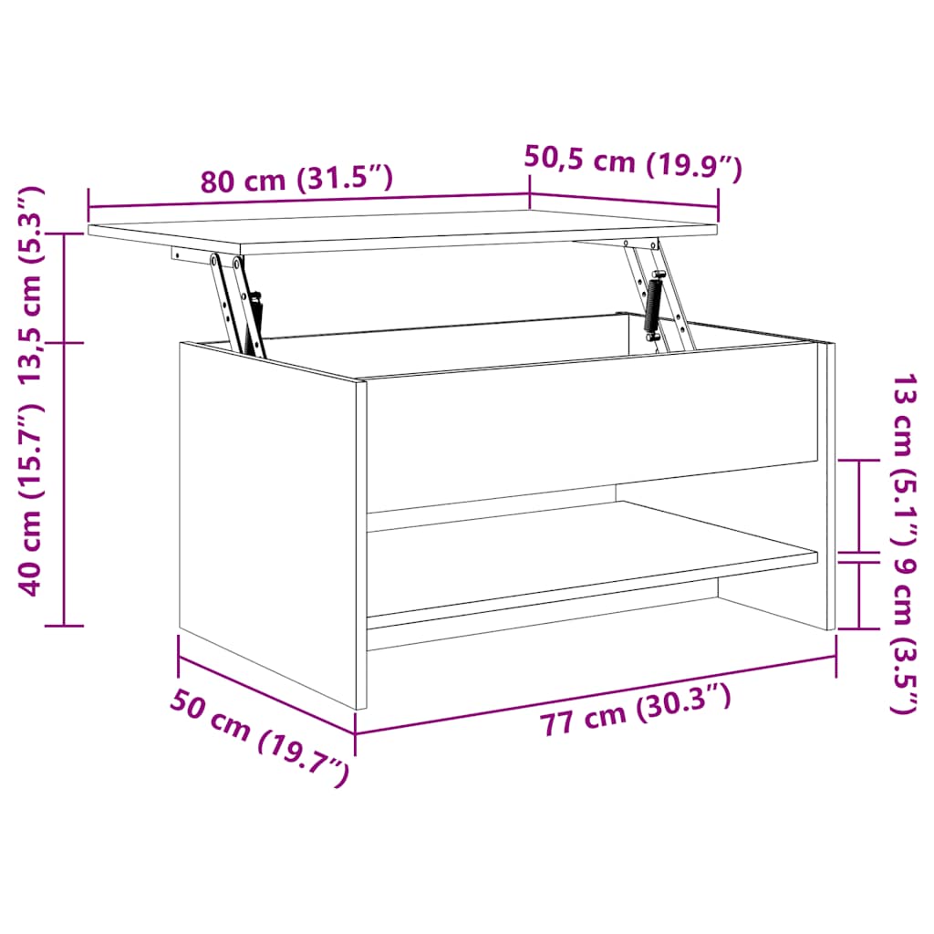 vidaXL Stolik kawowy, dąb sonoma 80x50x40 cm, materiał drewnopochodny
