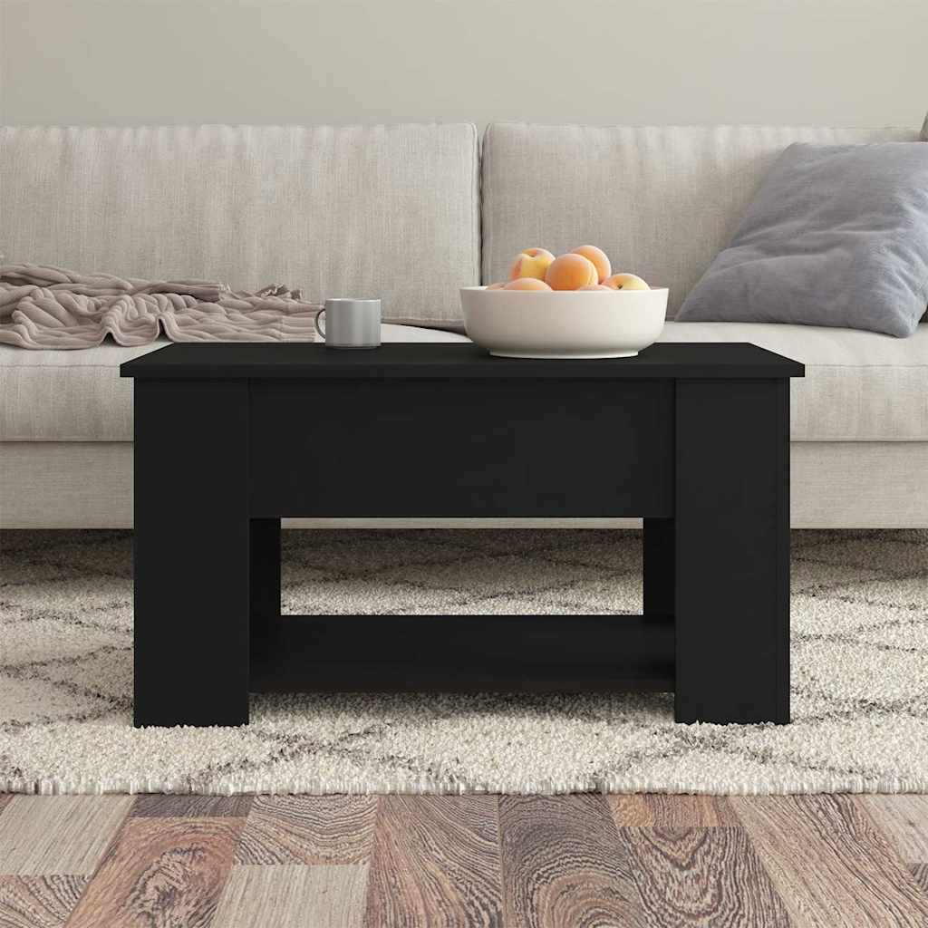 vidaXL Stolik kawowy, czarny, 79x49x41 cm, materiał drewnopochodny