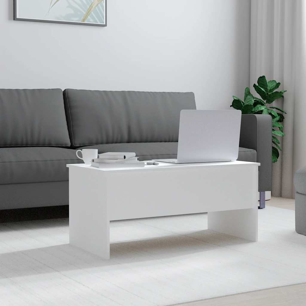 vidaXL Stolik kawowy, biały, 102x50,5x46,5 cm, materiał drewnopochodny