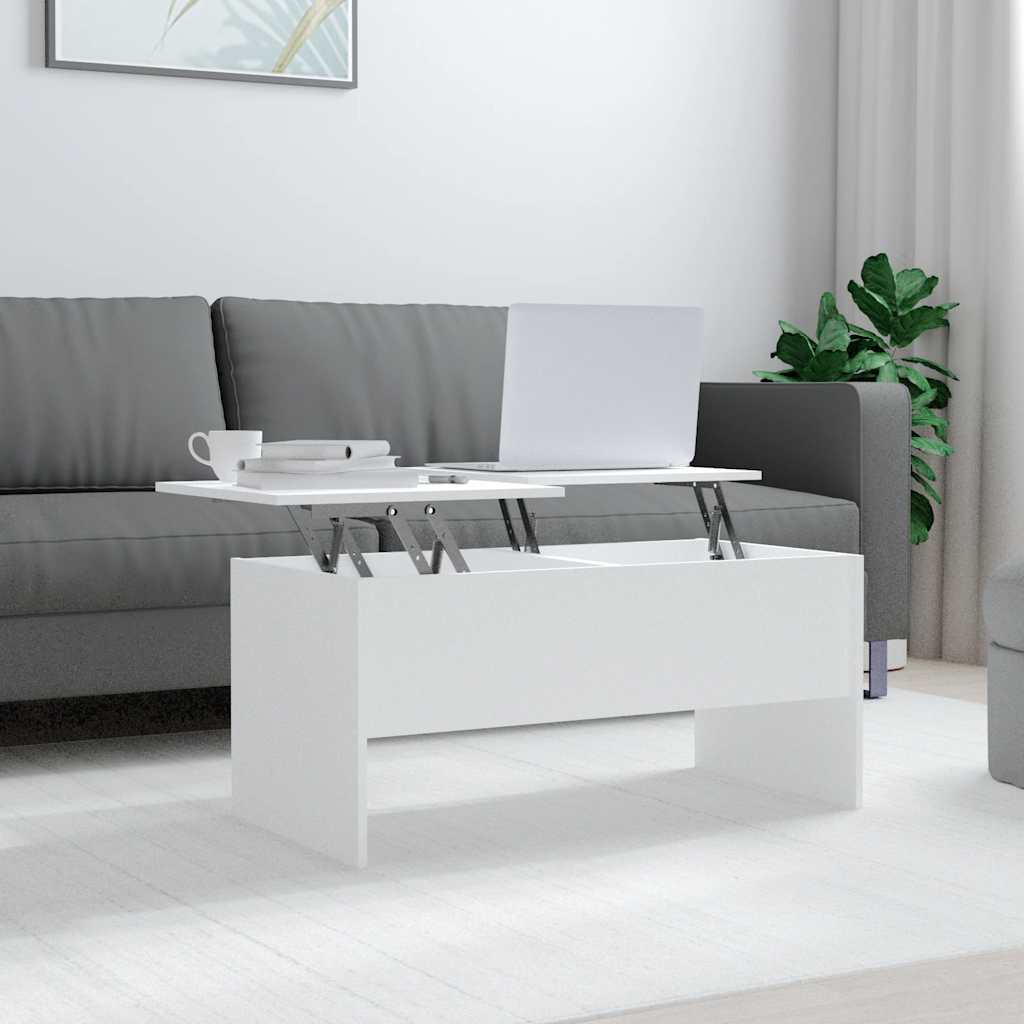 vidaXL Stolik kawowy, biały, 102x50,5x46,5 cm, materiał drewnopochodny