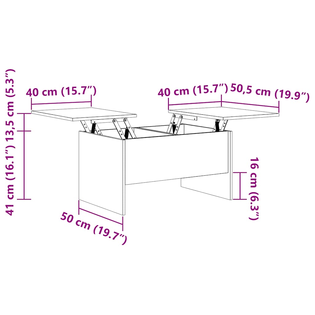 vidaXL Stolik kawowy, dąb sonoma 80x50x42,5 cm materiał drewnopochodny