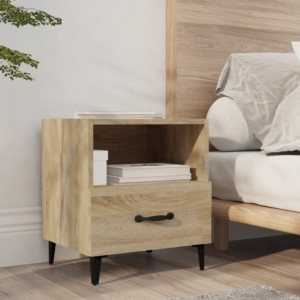 vidaXL Szafki nocne, 2 szt., dąb sonoma, materiał drewnopochodny