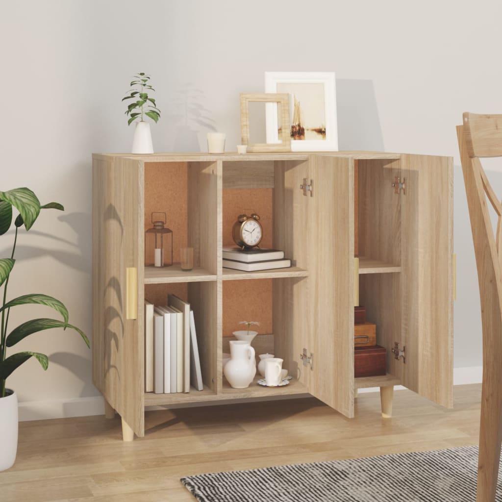 vidaXL Szafka, dąb sonoma, 90x34x80 cm, materiał drewnopochodny