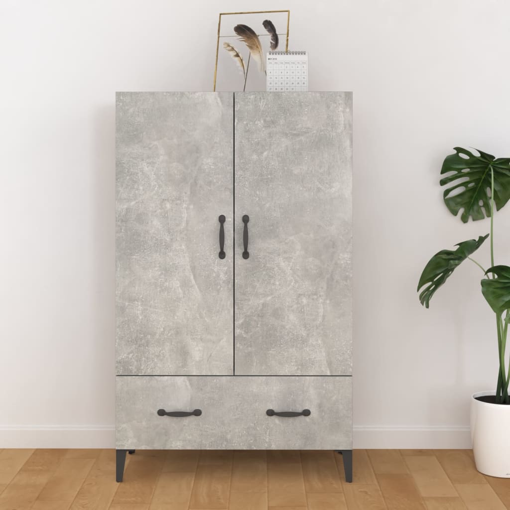 vidaXL Wysoka szafka, szarość betonu, 70x31x115 cm
