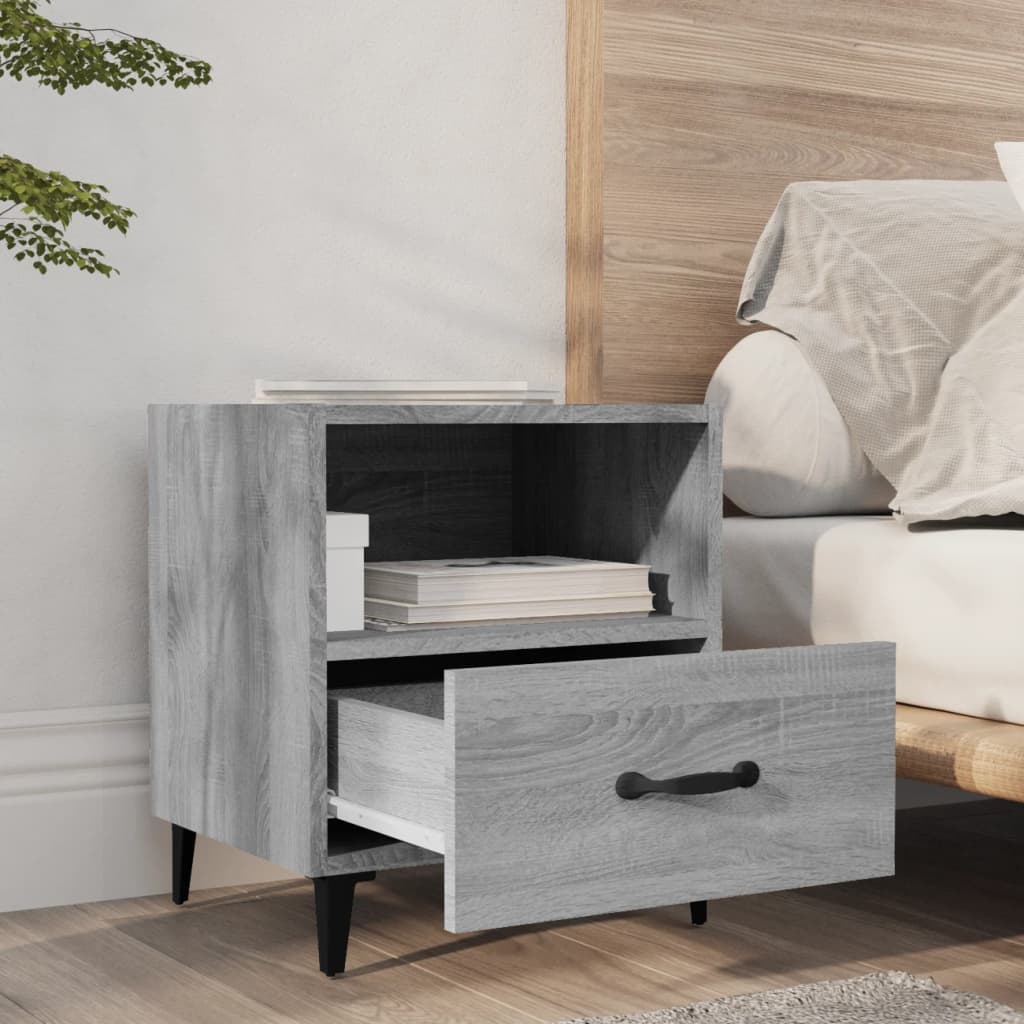vidaXL Szafki nocne, 2 szt., szary dąb sonoma, materiał drewnopochodny