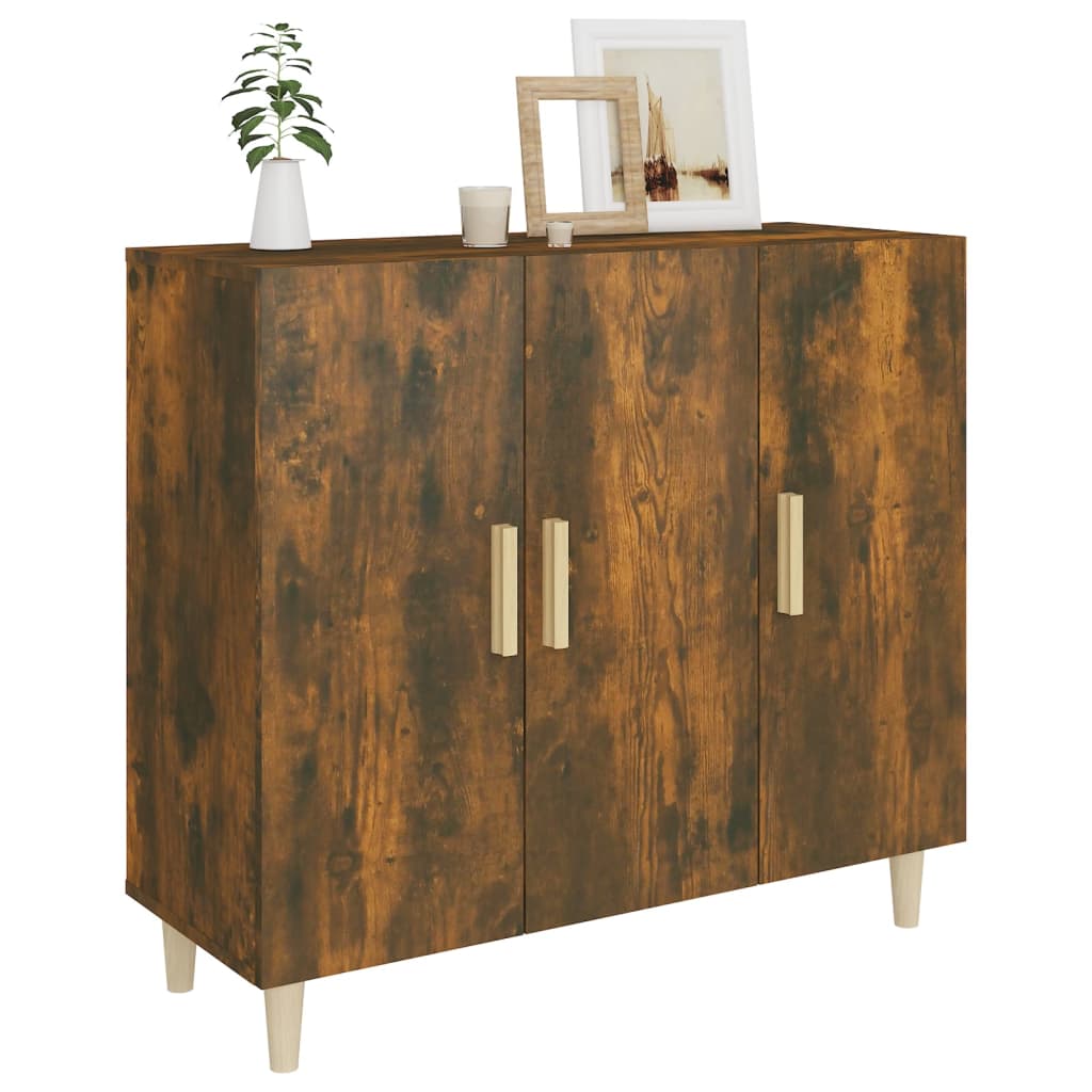 vidaXL Szafka, przydymiony dąb, 90x34x80 cm, materiał drewnopochodny