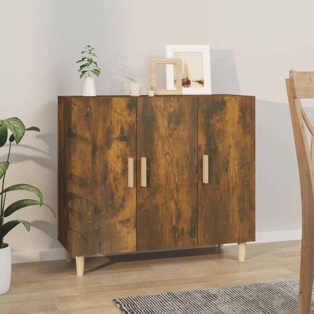 vidaXL Szafka, przydymiony dąb, 90x34x80 cm, materiał drewnopochodny